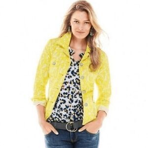 CAbi Utility Jacket Field of Daises 5160 Yellow Coat XS